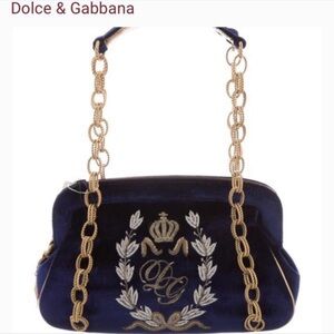 Dolce & Gabbana Royal Blue
Embroidered Velvet Frame Shoulder Bag